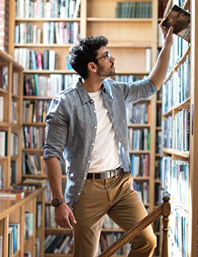 SlideBelts Men's Classic Belt with Premium Buckle (Mocha Brown Leather with Bar-Striped Buckle (Vegan), One Size)2