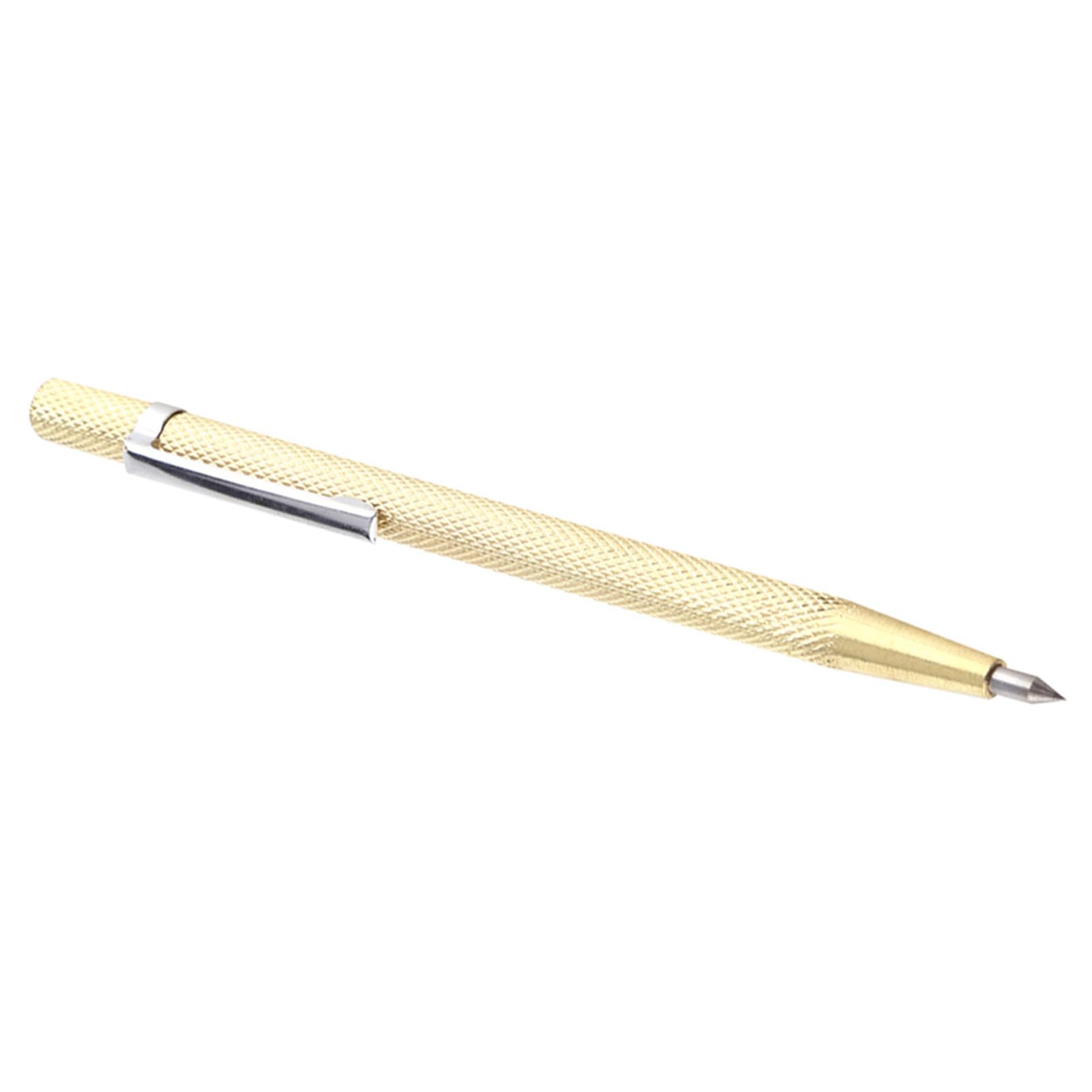 Tungsten Carbide Tip Scriber Pen,Premium Alloy Hand Scribing Tool with Pocket Clip,Retractable Etching Engraving Tool, Durable Precision Scribe Tool for Glass,Ceramic (Gold)