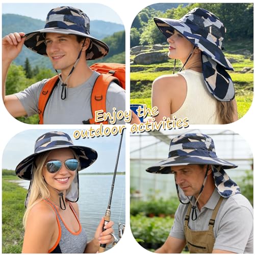 Image of Sun Hats for Men Women, UPF 50+ Protection Fishing Hat with Neck Flap