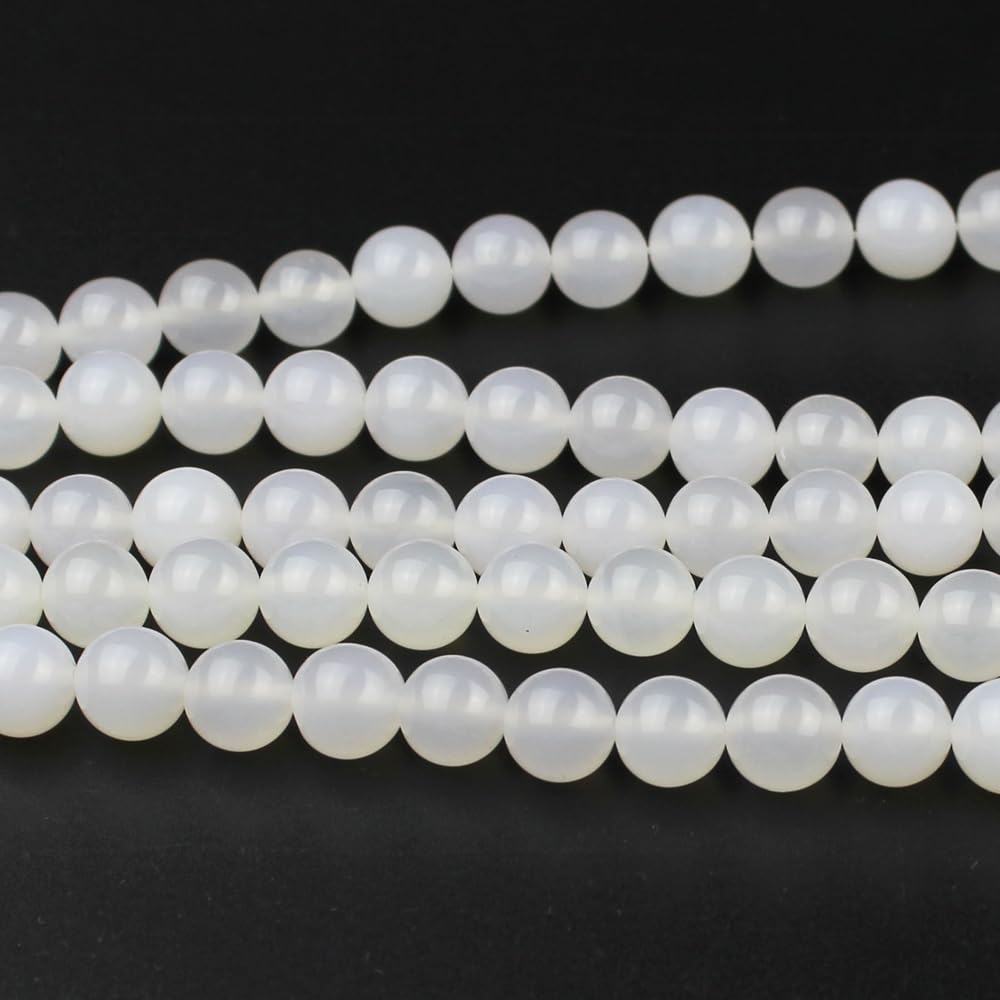 MJDCB Natural Round Stone Beads 4mm White Agate Loose Gemstone Beads for Jewelry Making Bracelet Necklace 85pcs - Image 3