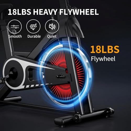 Image of Exercise Bike,Adjustable Resistance Indoor Cycling Bike for Home Exercise - Stationary Bike with Smartphone Holder, LCD Display & Heart Rate Monitor
