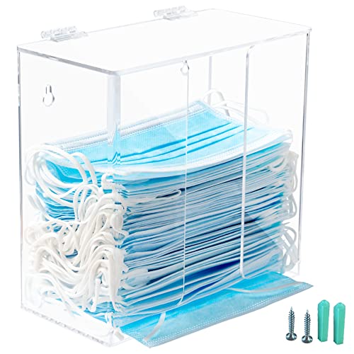 Caja dispensadora de máscara acrílica con tapa para bolsa desechable, cubierta de zapatos y redecilla, agujeros de montaje en pared o soporte de mesa