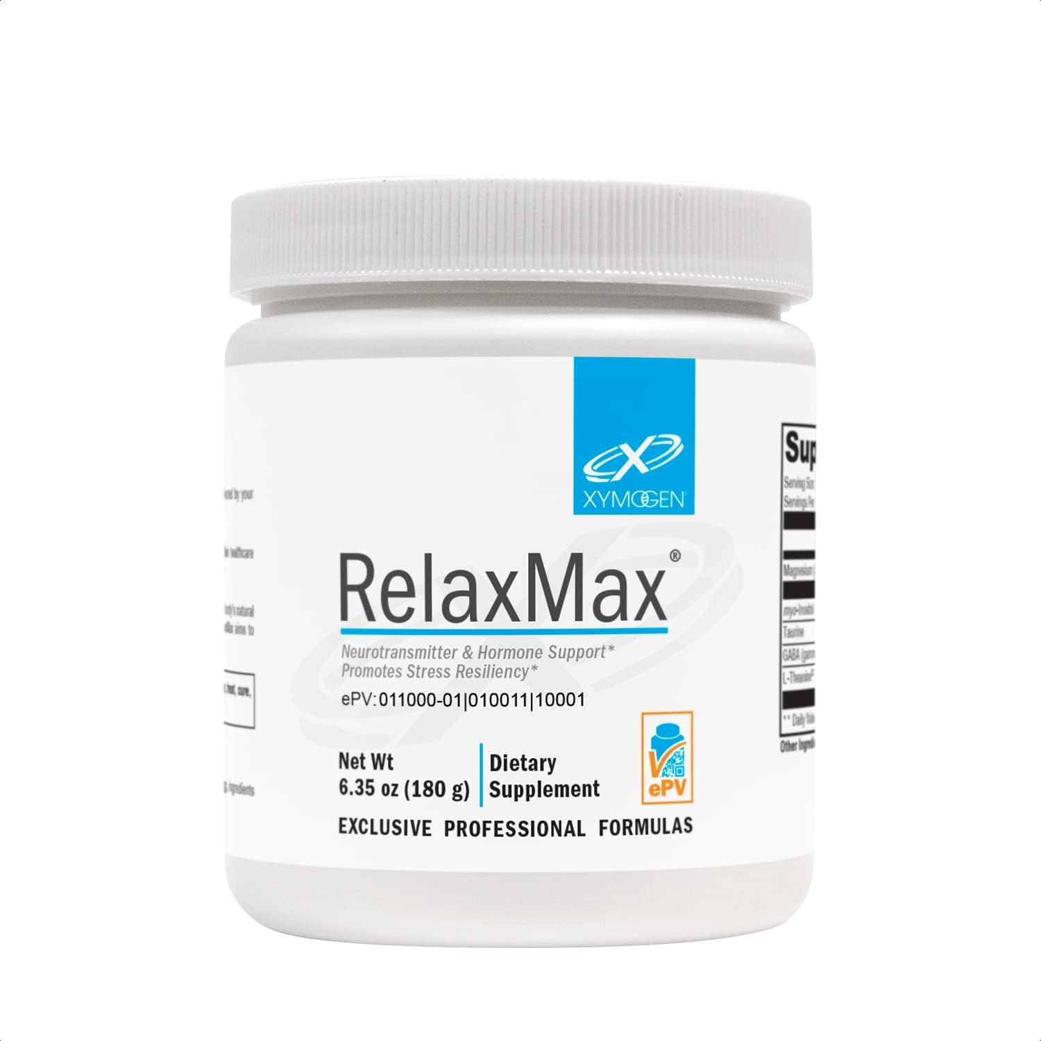 XYMOGEN RelaxMax Drink Mix - Promotes Relaxation + Stress Resiliency - Taurine Powder with Magnesium, Myo-Inositol, GABA, L-Theanine - Unflavored Mood Support Supplement (6.35 oz)