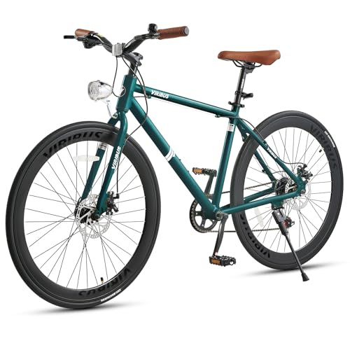 VIRIBUS Hybrid Bikes, 28 inch Road Bike for Tall Men, Lightweight Aluminum 700C City Bike Adults, 7 Speed Mens Commuter Bikes, Adult Hybrid Bicycle, Teal