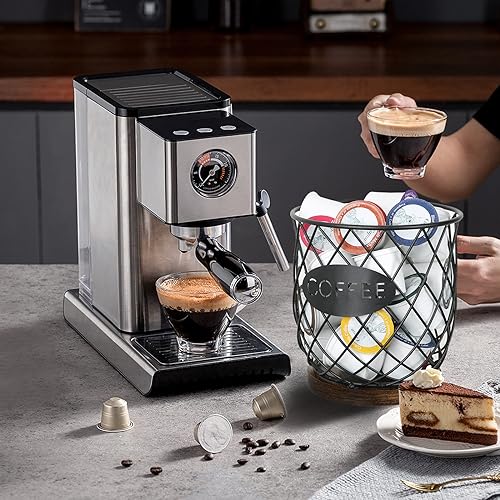 Image of YINMIT K Cup Holder Organizer, Sturdy Coffee Pod Holder Organizer, 35 Kcup Large Capacity Storage Basket for Kitchen Counter and Office Desktop (Circular Grid)