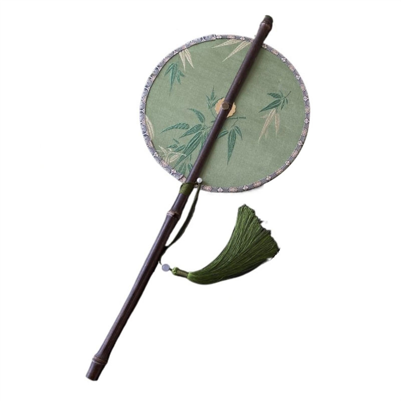 SXTYYH Hand Fan Folding, Classical Hanfu Round Fan Rollable Foldable, Photograph Performance Chinese Style Crafts Portable Bamboo, Folding Fans Handheld(Green)