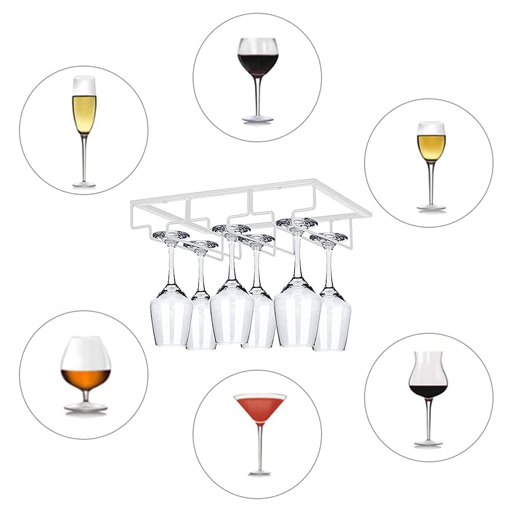 Supporto per Bicchieri da Vino Sospeso in Ferro Battuto - Bianco, Quattro Fessure, 22,5*40cm, Portabicchieri da Parete, Struttura Robusta | Leroy Merlin