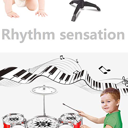 Kids Drum Set with Adjustable Throne, Cymbal & Drumsticks, Metallic Blue Christmas Toy Gift