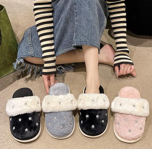 Women's Star Slipper with Memory Foam Fluffy Soft Warm Slip On Comfortable House Slipper Anti-Skid Cozy Plush for Indoor Outdoor3
