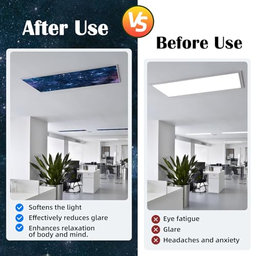 Image of ANGSYLTH 8 Pcs Fluorescent Light Covers - 4 x 2 Feet Covers for Ceiling Lights, 8 x 10 Magnetic Light Filters for Classroom, Office, Hospitals (Starry Sky)