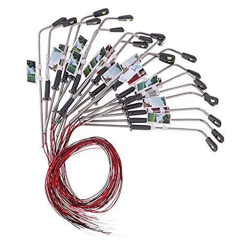 Homyl 20pcs Mini Modelo Ferroviário Lamppost Lâmpadas 9 Cm Luzes De Rua HO Escala 3V 1: 150