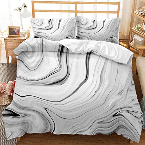 Juego de Cama 90/105/135/150 de Funda Nórdica Negro Blanco Gris Minimalista con Funda de Almohada y Cremallera,Microfibra Funda de Edredón (Estilo 6, Cama 135 - 220x220)