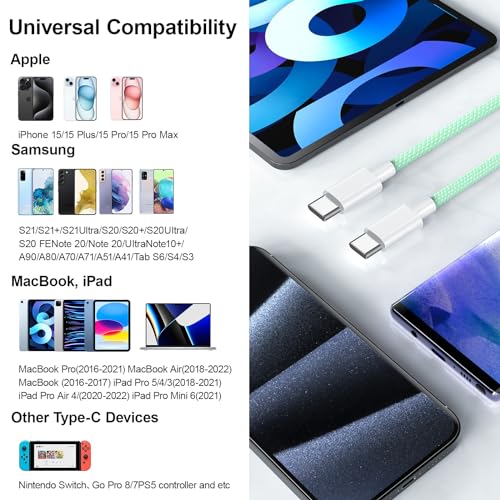 2Pack USB C to USB C Charger Cable 6FT for iPhone 15 Charger USB C Cable 60W USBC Type - image 6