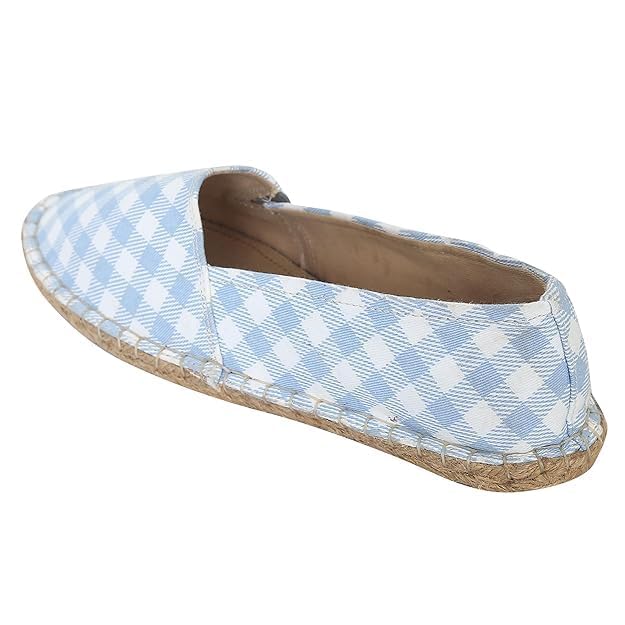 Espadrilles Walking Shoes White & Blue Checked Design - for Girls, Womens-image-2