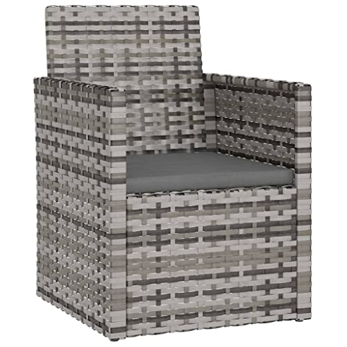 HFXHIJXQ Fauteuil de Jardin en Résine Tressée avec Coussin Gris Anthracite - Chaise d'Extérieur Confortable avec Cadre en Acier pour Terrasse, Balcon et...