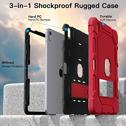 Image of Azzsy Case for iPad 10th Generation 10.9 Inch 2022, Heavy Duty Shockproof Rugged Protective Case for iPad 10.9 Inch 2022 Release, Red