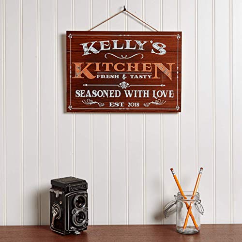 Artblox Personalized Wooden Kitchen Wall Decor | Farmhouse Kitchen Decor | Last Name Signs for Home | Family Sign | Housewarming Gifts | Wedding Gift - (13x9) - Brown