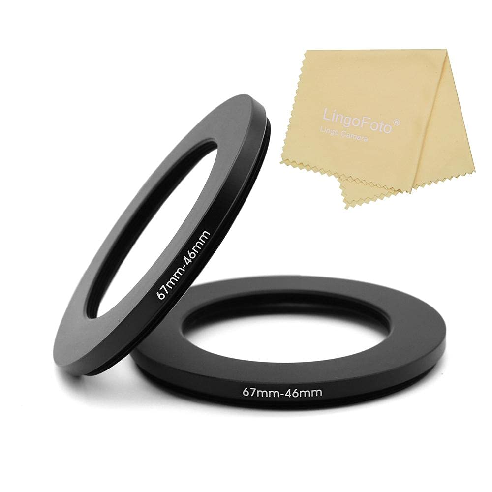 LingoFoto 2pcs Camera Lens Filter Step Down Ring Adapter for 67-46mm Camera with Lens Cleaning Cloth for All Camera DSLR