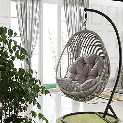 HANSHAN Fauteuil Suspendu Swing Coussin-Ronde Oeufs Coussins d'intérieur siège extérieur Papasan Coussin de Chaise-Facile à Nettoyer（Seulement Coussins） 120 × 86cm (Color : Gray)