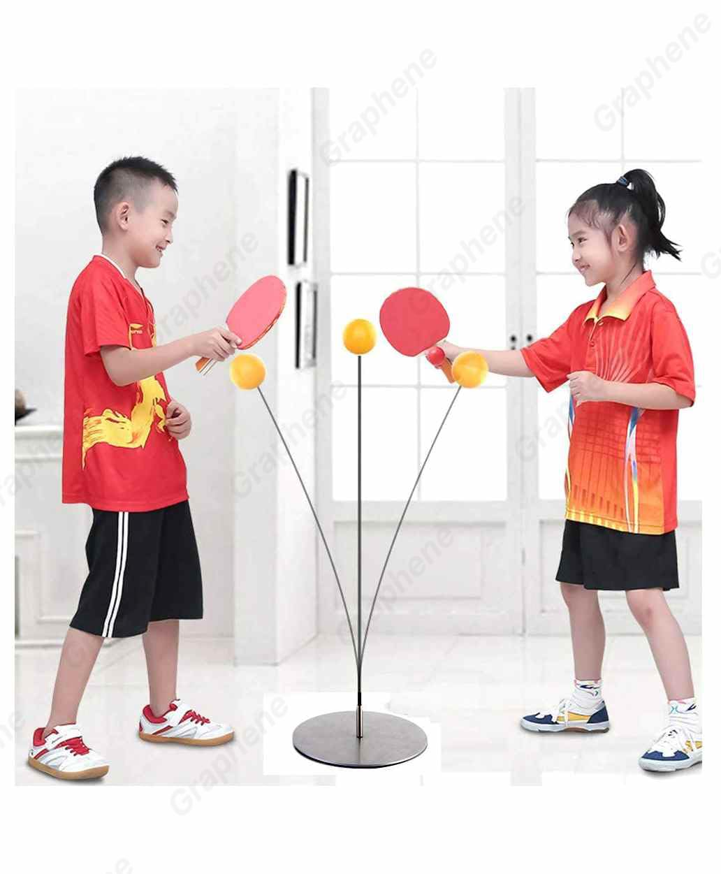 GRAPHENE Table Tennis Training Kit,Self Traning Equipment for Kids & Adult|Elastic Soft Shaft, 2 Ping Pong Balls & 2 Table Tennnis Racket with Metal Base|Indoor Outdoor Toy|Birthday Gift|Made in India-image-34