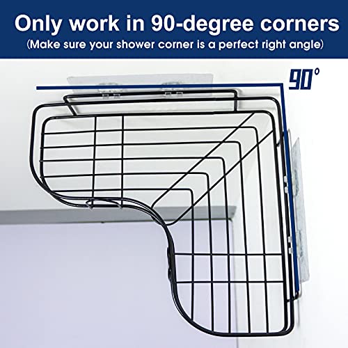 Huryfox 2Pack Corner Shower Caddy Hanging Bathroom Organizer Shelf Rust Proof Bathtub Accessories Organizer, Adhesive Basket Storage Rack Shampoo Holder Wall Organization (Black)