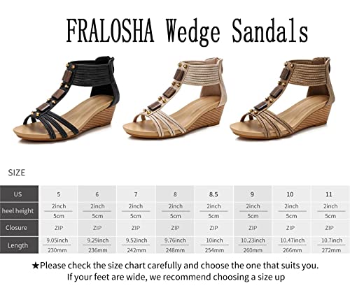 Fralosha Wedge Sandals For Women Open Toe Casual Summer Roman High Heel Breathable Beach Sandals (Black 8) #TOP3