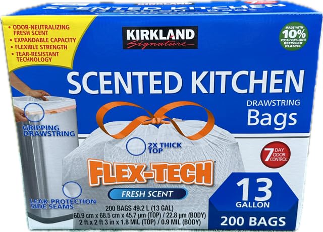 BD Kirkland Scented Kitchen Drawstring Bags 13 Gallon 200 Bags