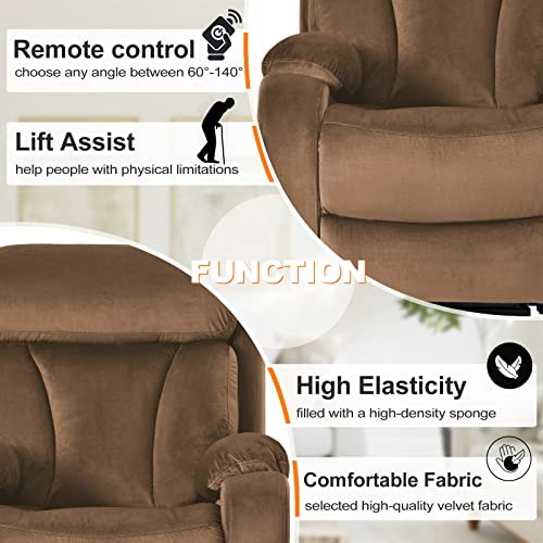 Qkff Power Lift Chair Recliners For Elderly, Modern Power Lift Chair Overstuffed Electric Recliner Chair Theater Reclining Chair Lazyboy Recliner Chair For Living Room Bedroom (Brown) #TOP3