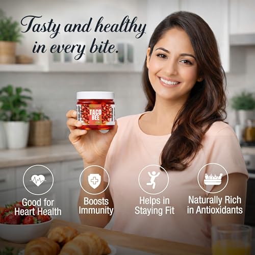 Image of Taco Bee Strawberry With Honey | Premium | Sweet And Healthy | Rich In Antioxidants | Immunity & Energy Booster | Pure And Natural Organic Honey | Strawberry Mixed Honey (400 Gm)