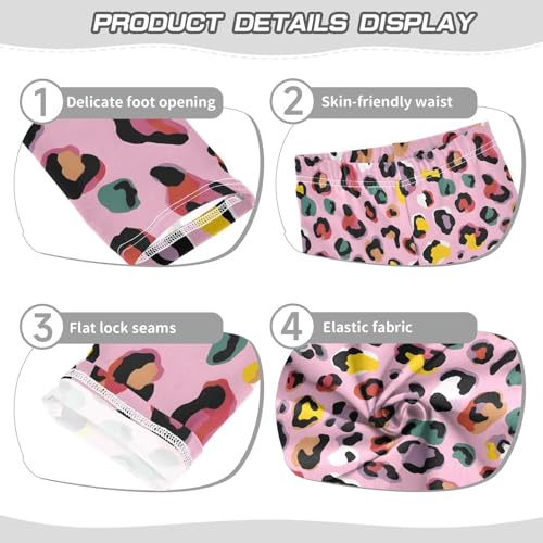 ALAZA Girls' Leggings Children's Yoga Pants Skinny Printed Dance Pink Colorful Leopard Cheetah Comfortable 4T2