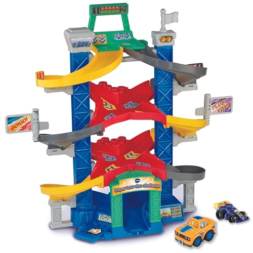 VTech - Tut Tut Bolides Série Pro, Super Tour Duo Challenge avec Voiture de Course Lenny As du Circuit, Circuit Voitures Enfant, 3 Zones Magiques, Cadeau...