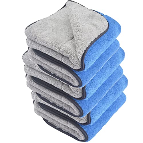 Image of Auto Hub 400 GSM, Microfiber Double Layered Cloth 30x40 Cms 6 Piece (Blue) Cloth Set, Extra Thick Microfiber Cleaning Cloths Perfect for Bike, Auto, Cars Both Interior and Exterior.