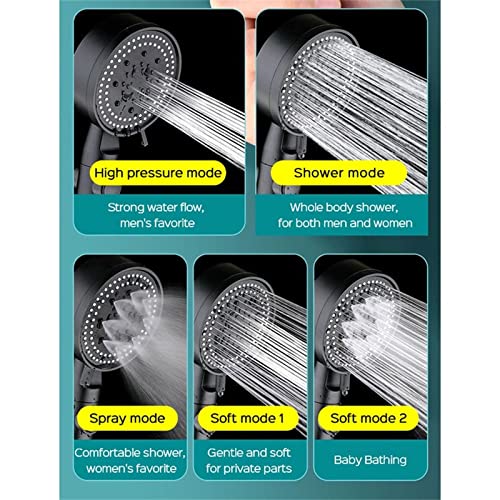 Multi-Functional High Pressure Shower Head With 5 Modes, High Pressure Handheld Shower Head With On/Off Switch For Home Bathhoom, Water Saving, Easy To Install (Black B) #TOP6