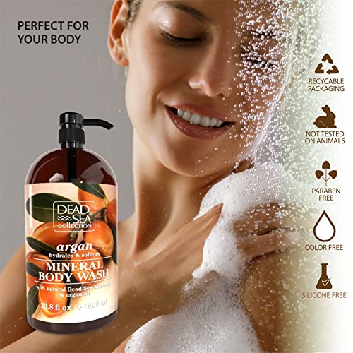 Image of Dead Sea Collection Argan Body Wash for Women and Men - with Pure Dead Sea Minerals and Argan Oil - Cleanses and Moisturizes Skin - Pack of 2 (67.6 fl. oz)