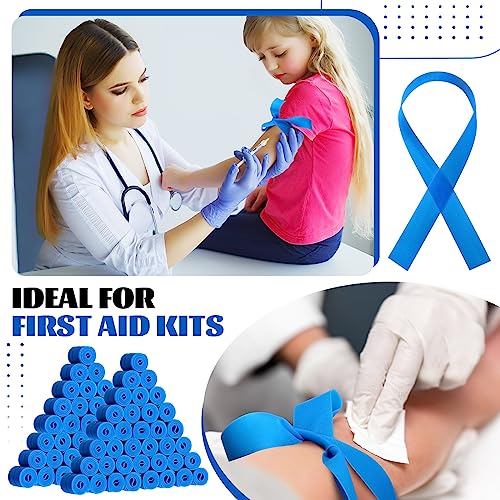 Timgle NEN-TIMGLE-1214 500 Pack Disposable Tourniquet First Aid Tourniquets Bulk Elastic Disposable Tourniquet Latex Free Blue Medical Tourniquet Hemostatic Bandage Nursing Supplies Essentials thumb #3
