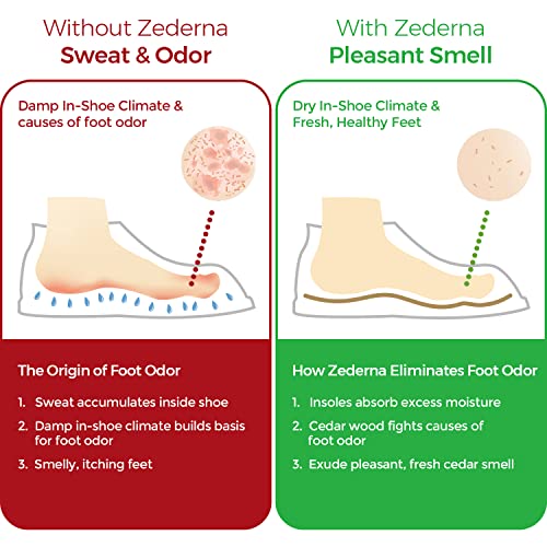Zederna Cedar Wood Shoe Insoles 1 Pair, Cedar/Red US M 7/ W 8.5/ EU 39