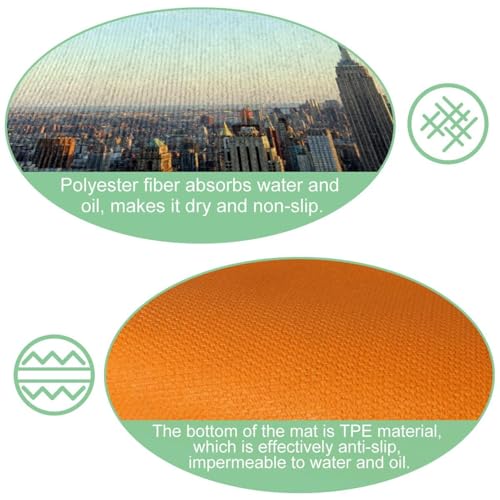 2 alfombrillas de cocina lavables y absorbentes con estampado de ciudad 6