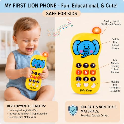 Image of Zest 4 Toyz Toy Phone for Kids Musical Mobile Phone Toy with Light & Sound Toys for Baby Pretend Play Mini Cell Phone Toy Birthday Gifts for Kids - Yellow (Pack of 1)