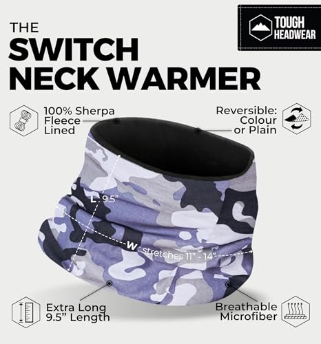 Image of Tough Headwear Swtich Winter Neck Gaiters For Men & Women, Fleece Neck Gaiter, Fleece Neck Warmer, Ski Gaiter - Reversible