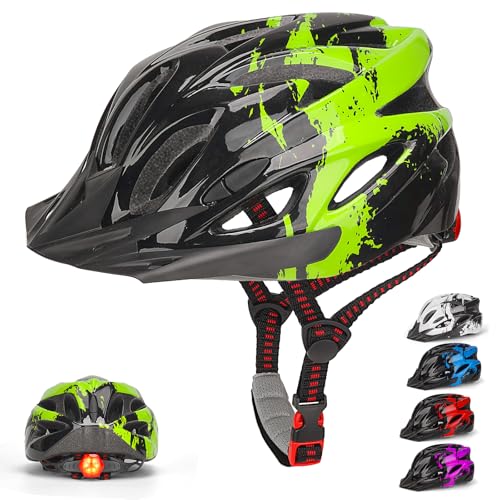 Kids Bike Helmet with Light Age 3-14 Adjustable Helmet 50-59cm