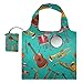 XiangHeFu Totes de regalo reutilizables para comestibles Bolsas de compras Gran capacidad plegable, colorido patrón de instrumentos musicales Guitarras acústicas clásicas