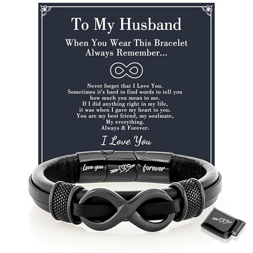 Pulsera de cuero para hombre ajustable con grabado miniatura 1