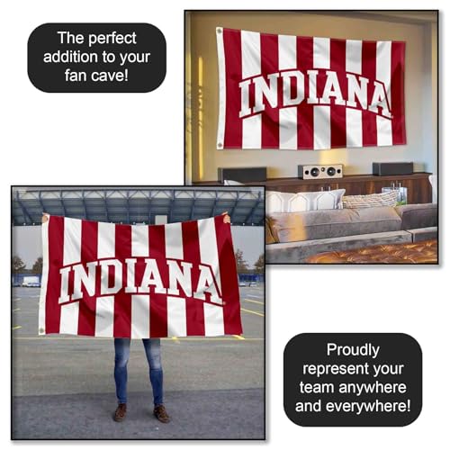 Bandera de Indiana Hoosiers de lona resistente con ojales para mastil de jardin americano 5
