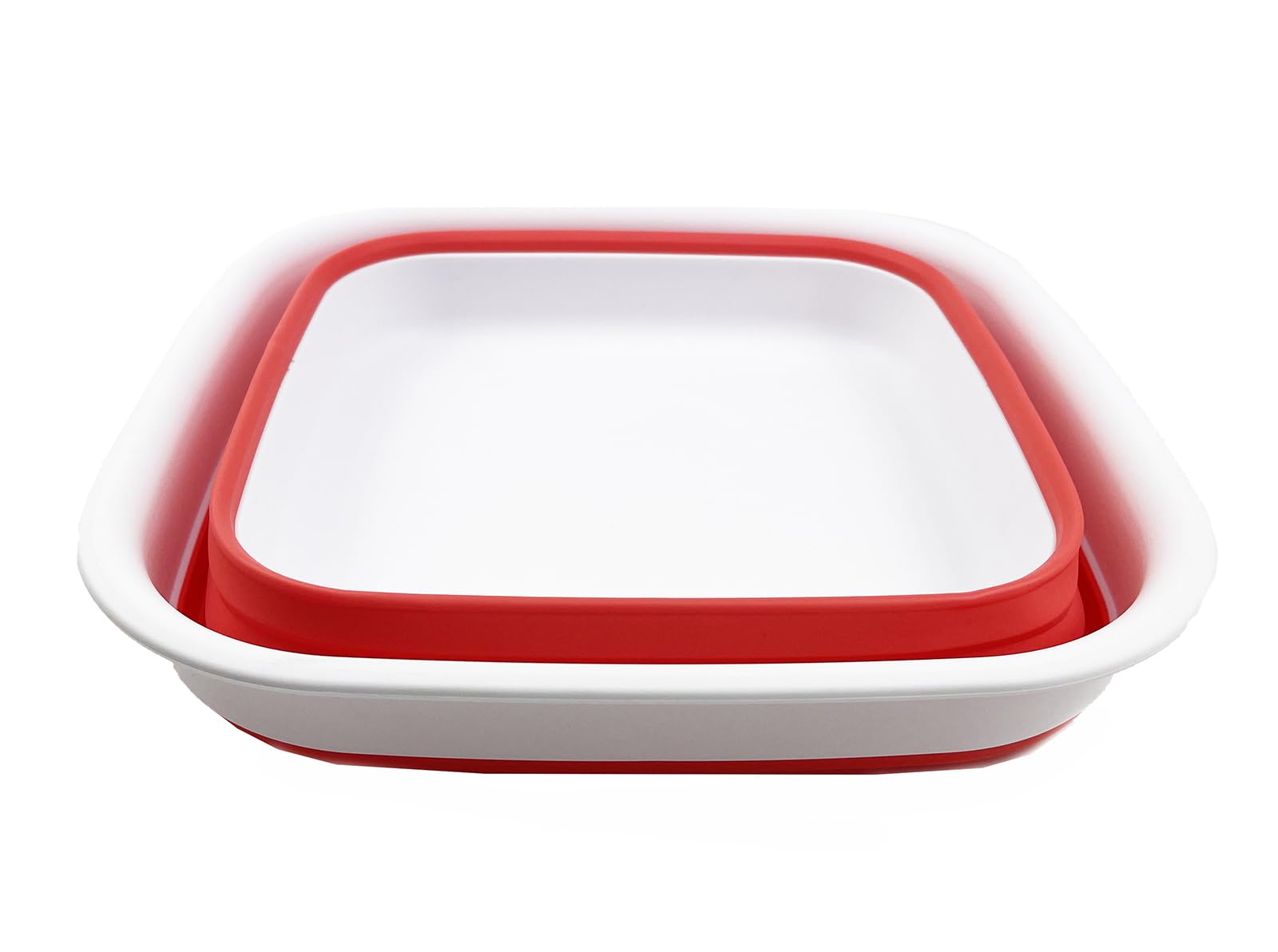 Sammart 8L Bac à vaisselle pliable – Bassine pliante – Lavabo portable – Bac à laver en plastique peu encombrant (Blanc/Rose corail)