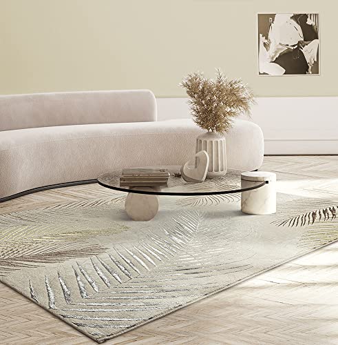 the carpet Mila moderner Teppich Wohnzimmer, elegant glänzender Kurzflor Wohnzimmerteppich in Creme...