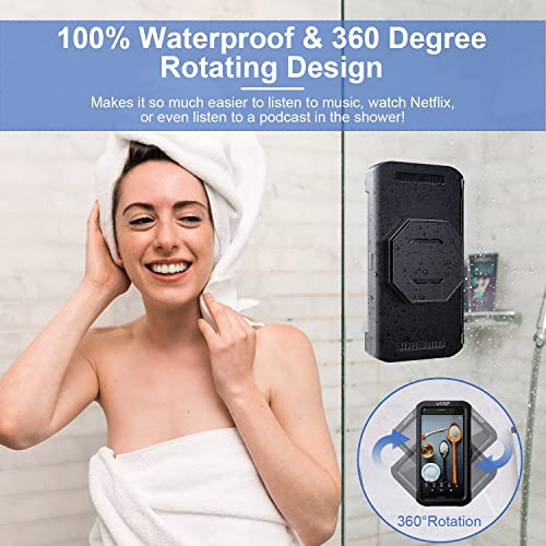 Image of URROY Shower Phone Holder Waterproof, 360 Rotation Shower Phone Case, Anti-Fog High Sensitivity Universal Cover Mount Stand for Bathroom Wall Mirror Bathtub Kitchen, Gift for Men Women
