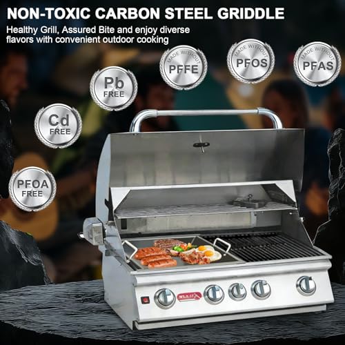 Image of Half Size Griddle Insert for Bull Grill 4 Burner Angus 41628 47628 41629 | 16517 griddle plate for outlaw 30 inch 26039 26038, for bull premium 18248 18249, lion l75000, uncoated metal, even heating