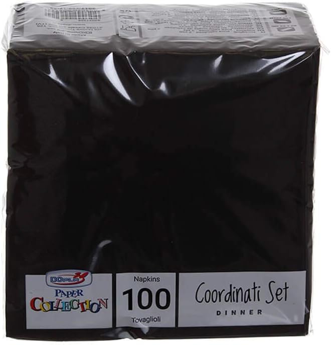Dpla 100 Cocktail Napkins in Pure Cellulose Paper 2 Ply 25 x 25 cm Black