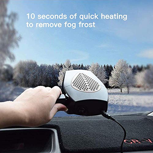 QIFUN 12V Car Heater Portable Heater & Cooler Defrost Fan, Quickly Heating Defogger Space Automobile 3-Outlet Plug Adjustable Thermostat Windshield Defroster Plug in Cigarette Lighter (Car Heater) - Thumbnail 2
