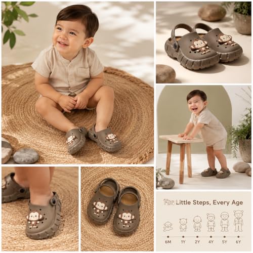 Image of Unisex Kids Clogs Soft Anti Skid Mules Sandals with Adjustable Back Strap Indoor & Outdoor Slipper for Boys & Girls Everyday Use Waterproof Jibbex Slides